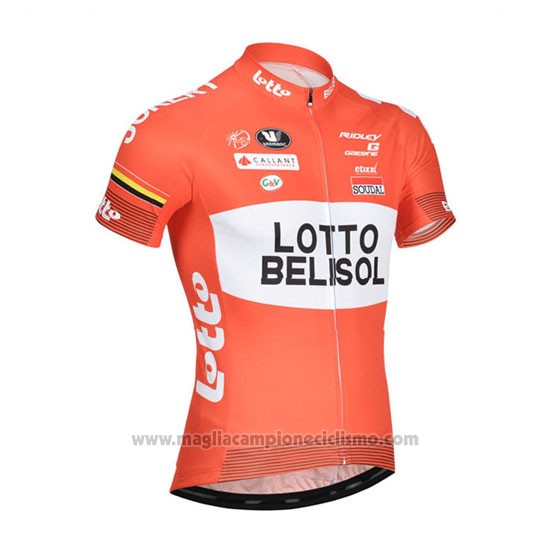2014 Abbigliamento Ciclismo Lotto Belisol Arancione Manica Corta e Salopette